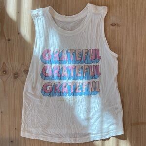 Spiritual Gangster Kids Grateful Light Weight Muscle Tank Top White Pink Blue